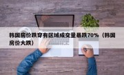 韩国房价跌穿有区域成交量暴跌70%（韩国房价大跌）