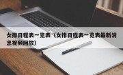 女排日程表一览表（女排日程表一览表最新消息视频回放）
