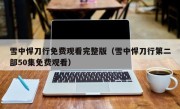 雪中悍刀行免费观看完整版（雪中悍刀行第二部50集免费观看）