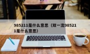 985211是什么意思（双一流985211是什么意思）